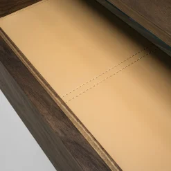 Scrivania Writing in noce massello con piano in vetro