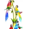 Scultura Albero Grande con 7 Pappagalli in Vetro di Murano