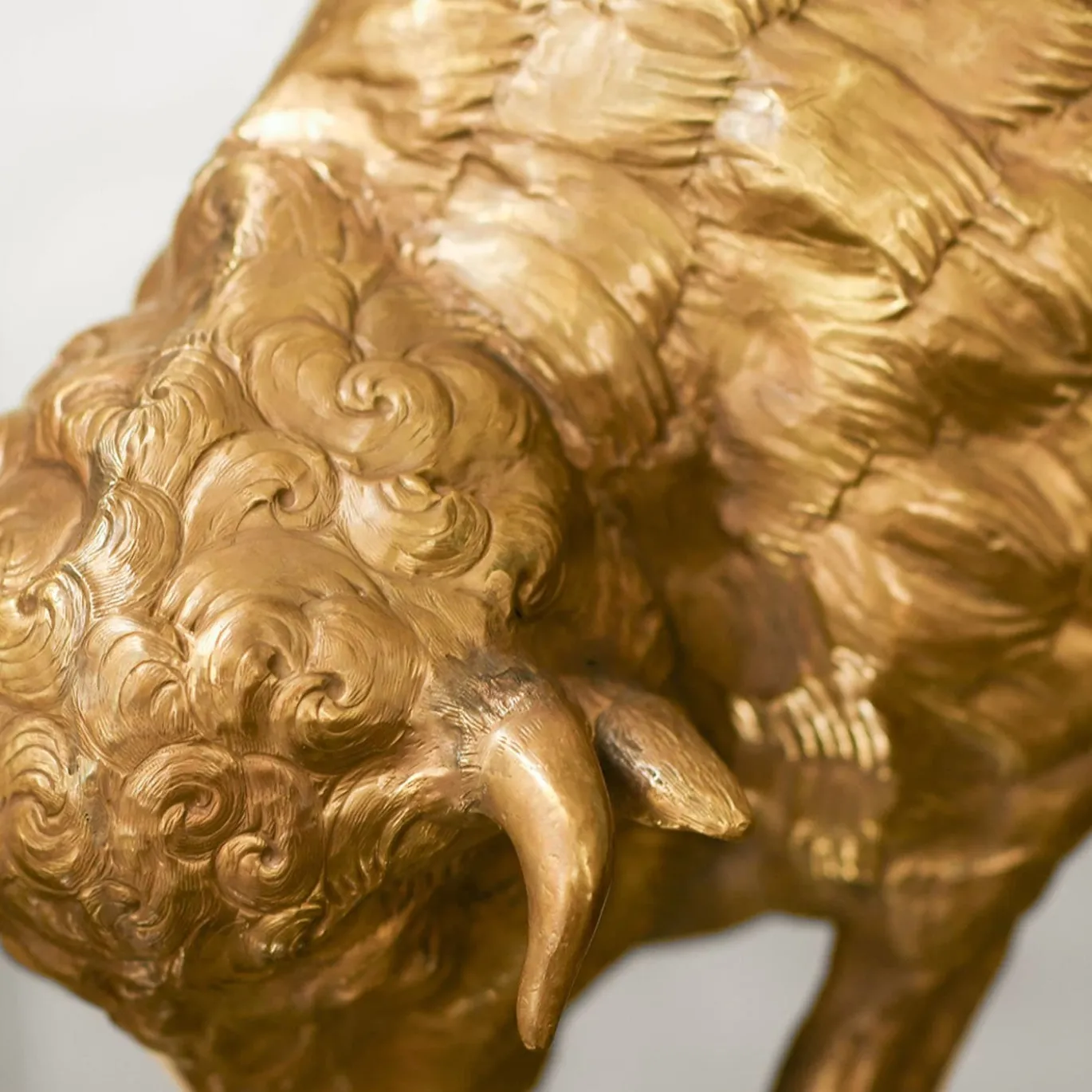Scultura Bisonte Grande in Ottone