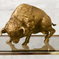 Scultura Bisonte Grande in Ottone