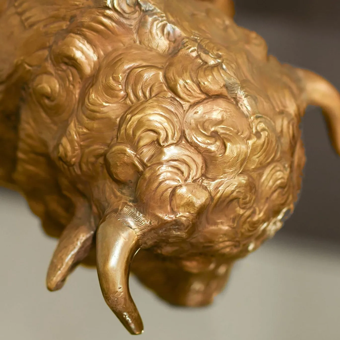 Scultura Bisonte Grande in Ottone