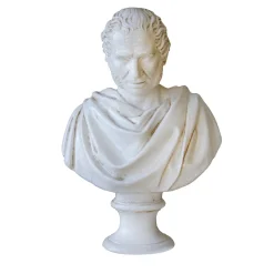 Scultura busto di Cesare in smalto bianco