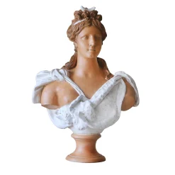 Scultura busto di Diana in smalto bianco e terracotta