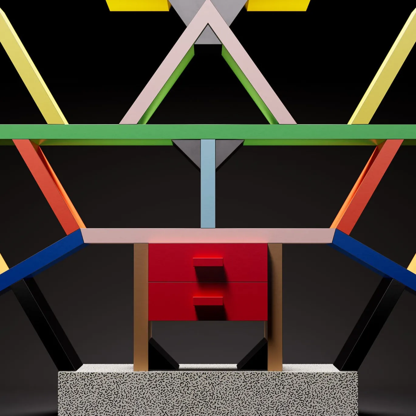 Scultura Carlton Miniatura Memphis in Legno di Ettore Sottsass