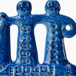 Scultura Cavalieri in Ceramica Blu di Aldo Londi
