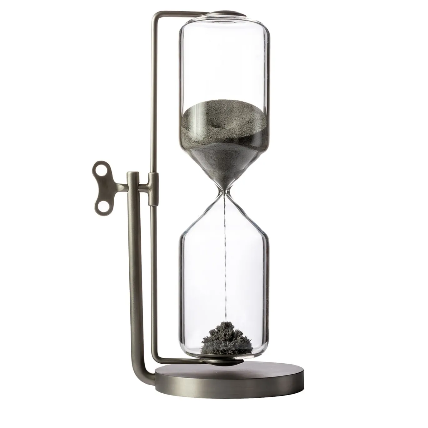 Scultura Clessidra Timeless con Limatura di Ferro Grigia
