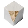 Scultura cubica piccola Colpo Da Maestro in marmo di Carrara e foglia d'oro