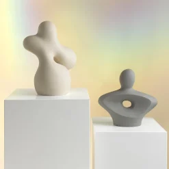 Scultura decorativa Bubble in porcellana beige