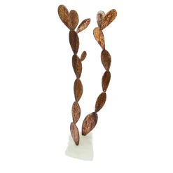 Scultura Decorativa Cactus Doppia Vite in Alluminio Bronzato