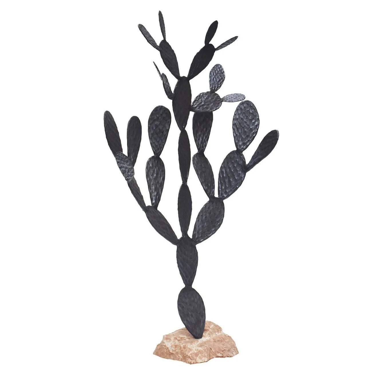 Scultura decorativa cactus re in alluminio nero