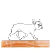 Scultura di Bulldog Francese in Passeggiata su Base in Onice Cappuccino