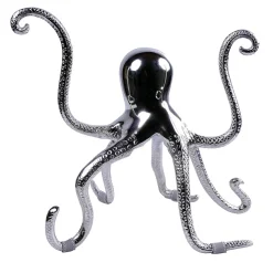 Scultura di polpo con inserti in ecopelle grigia