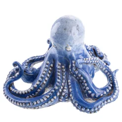 Scultura di polpo in ceramica blu