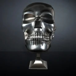Scultura di teschio nera e argento