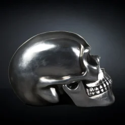 Scultura di teschio nera e argento