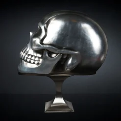 Scultura di teschio nera e argento
