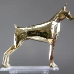 Scultura Doberman in bronzo spazzolato