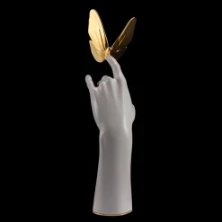 Scultura Ethereal Grace in resina bianca rivestita e ceramica in oro 24K