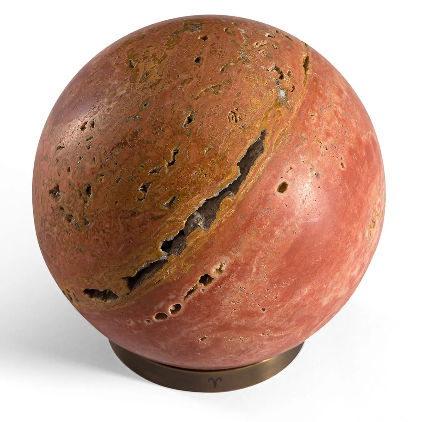 Scultura Fermacarte Gravity Zodiac Ariete - Marte in Travertino Rosso