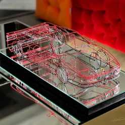Scultura Ferrari in Filo di Metallo Rosso