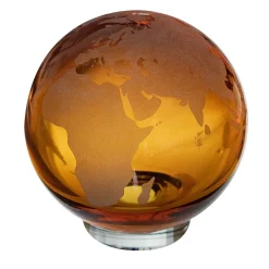 Scultura Globo in Cristallo Arancione