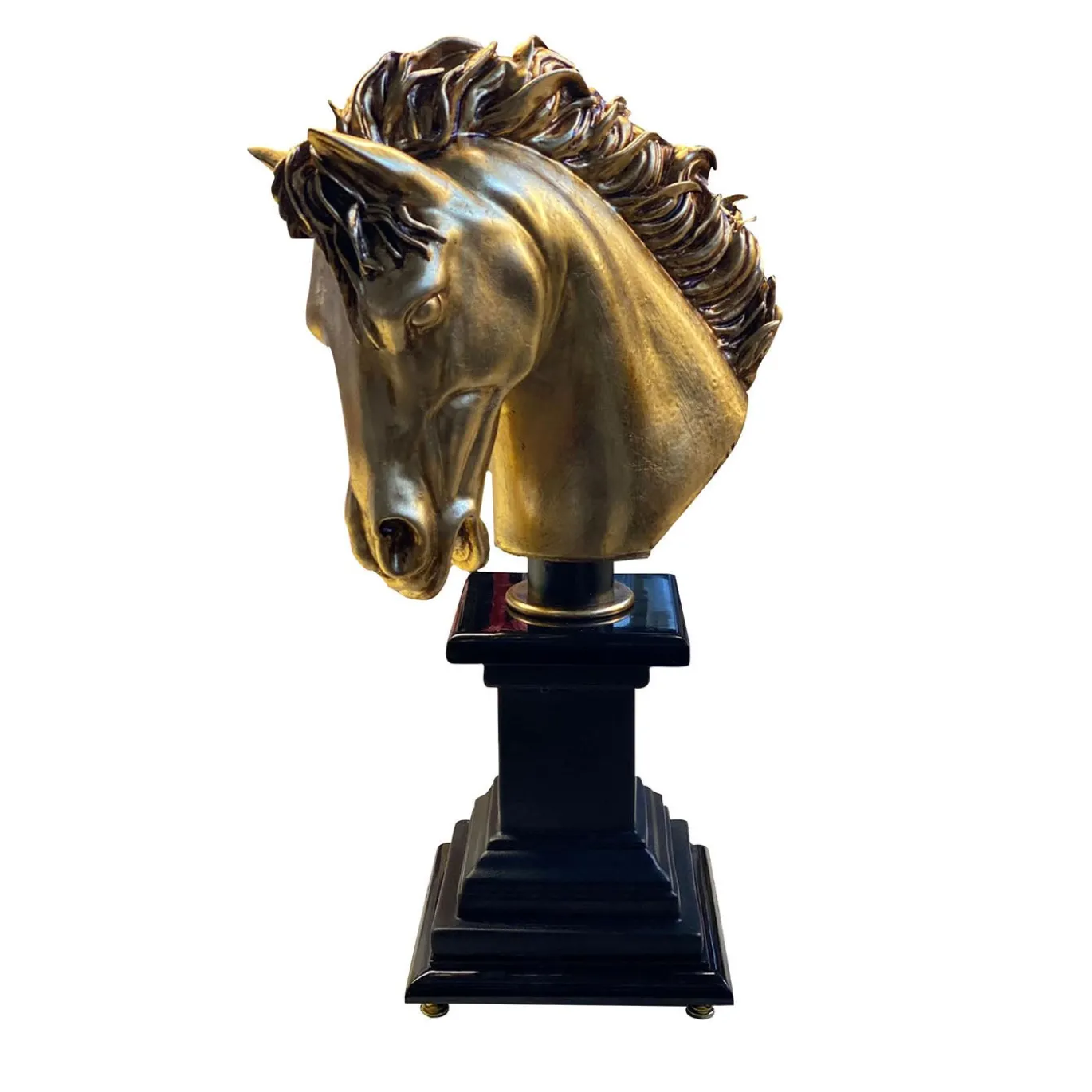 Scultura in ceramica a forma di testa di cavallo Ribot Gold