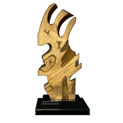 Scultura in Ceramica con Foglia d'Oro Colibrì