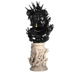 Scultura in ceramica Minerva nera e taupe