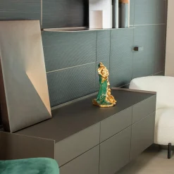 Scultura in ceramica Oro di Madre verde e oro