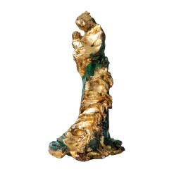 Scultura in ceramica Oro di Madre verde e oro
