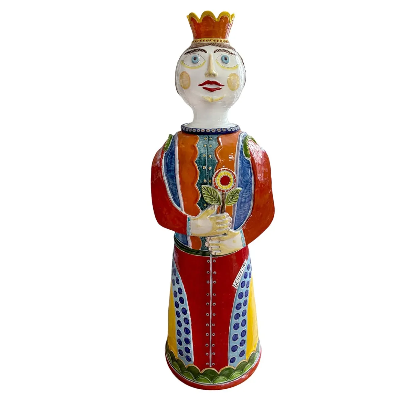 Scultura in ceramica policroma Paladino Regina XL