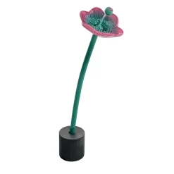 Scultura in ceramica smaltata di fiori di felce verde turchese e rosa Flora