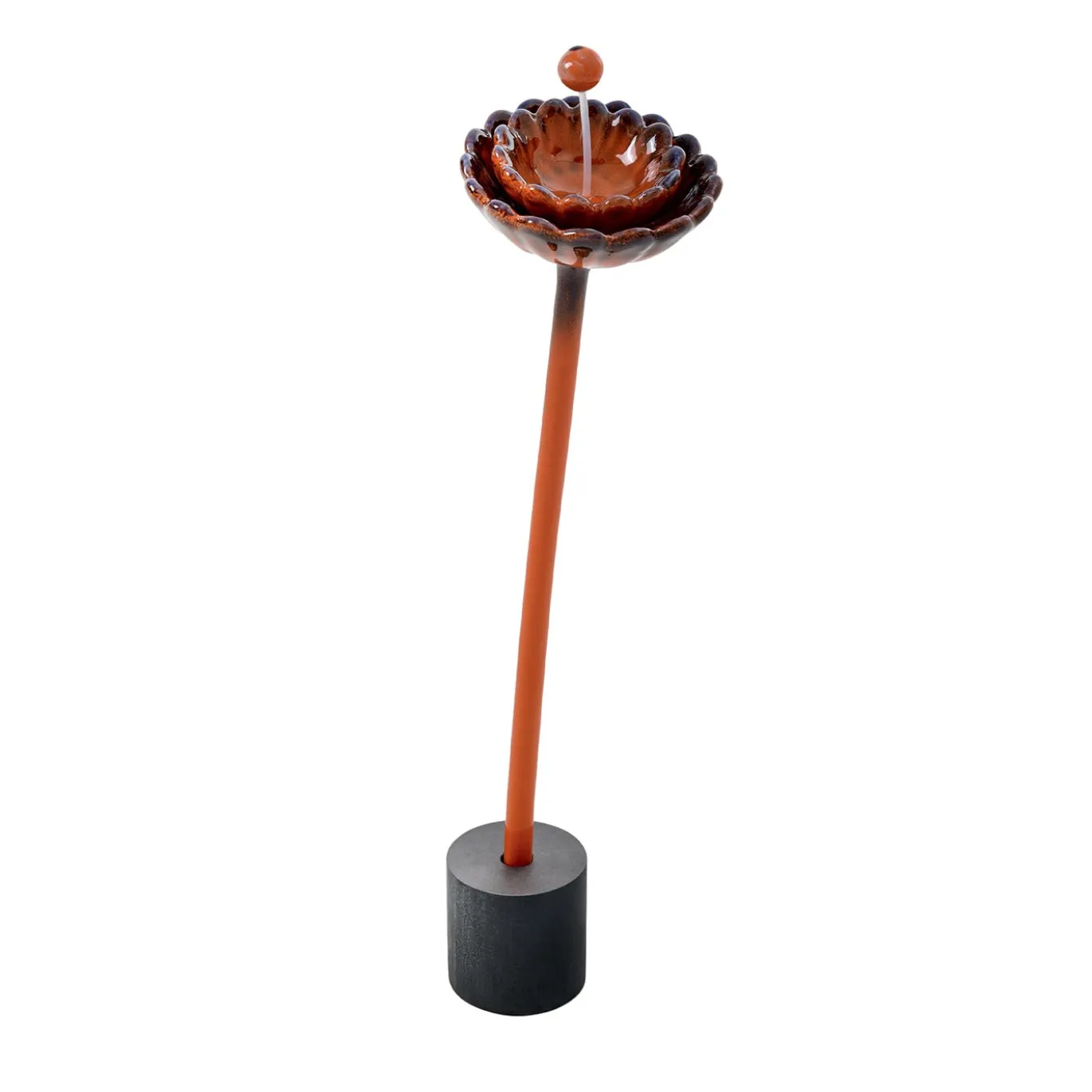 Scultura in ceramica smaltata con fiore di bacca arancione Flora