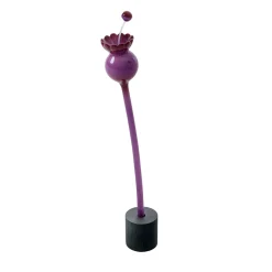 Scultura in ceramica smaltata di rosa viola Flora