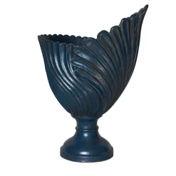 Scultura in ceramica toscana modellata a mano Saint Jacques blu intenso