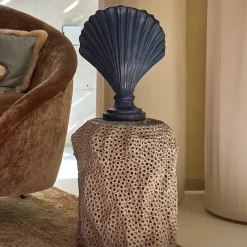Scultura in ceramica toscana modellata a mano Ostrica Blu Profondo