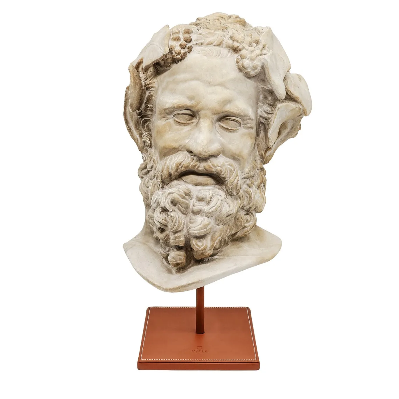 Scultura in gesso con base in pelle di Sileno