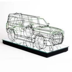 Scultura Land Rover in filo metallico