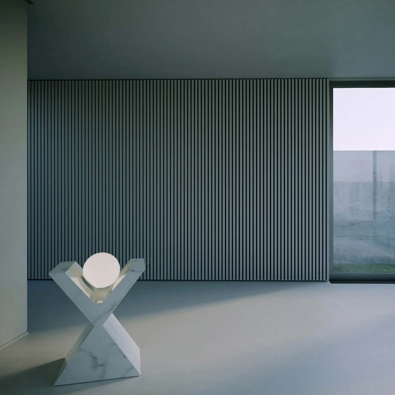 Scultura luminosa di Carrara a forma di X