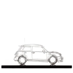 Scultura Mini Cooper in filo metallico