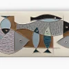 Scultura Piatto Pesce in Ceramica Marrone di Aldo Londi