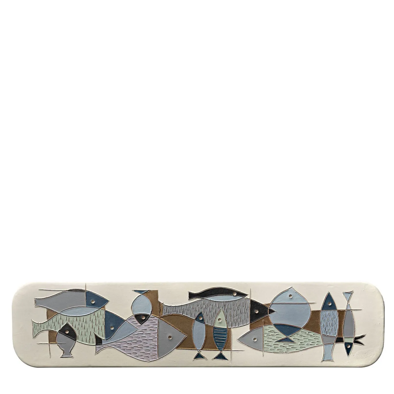 Scultura Piatto Pesce in Ceramica Marrone di Aldo Londi