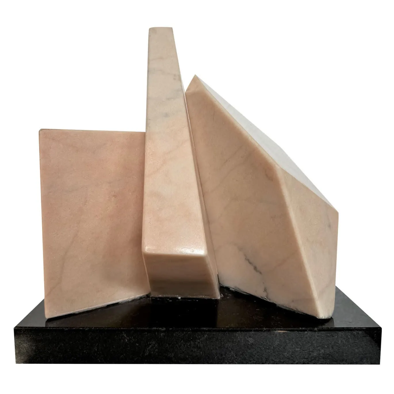 Scultura Poesia di Prismi in Marmo Rosa e Nero