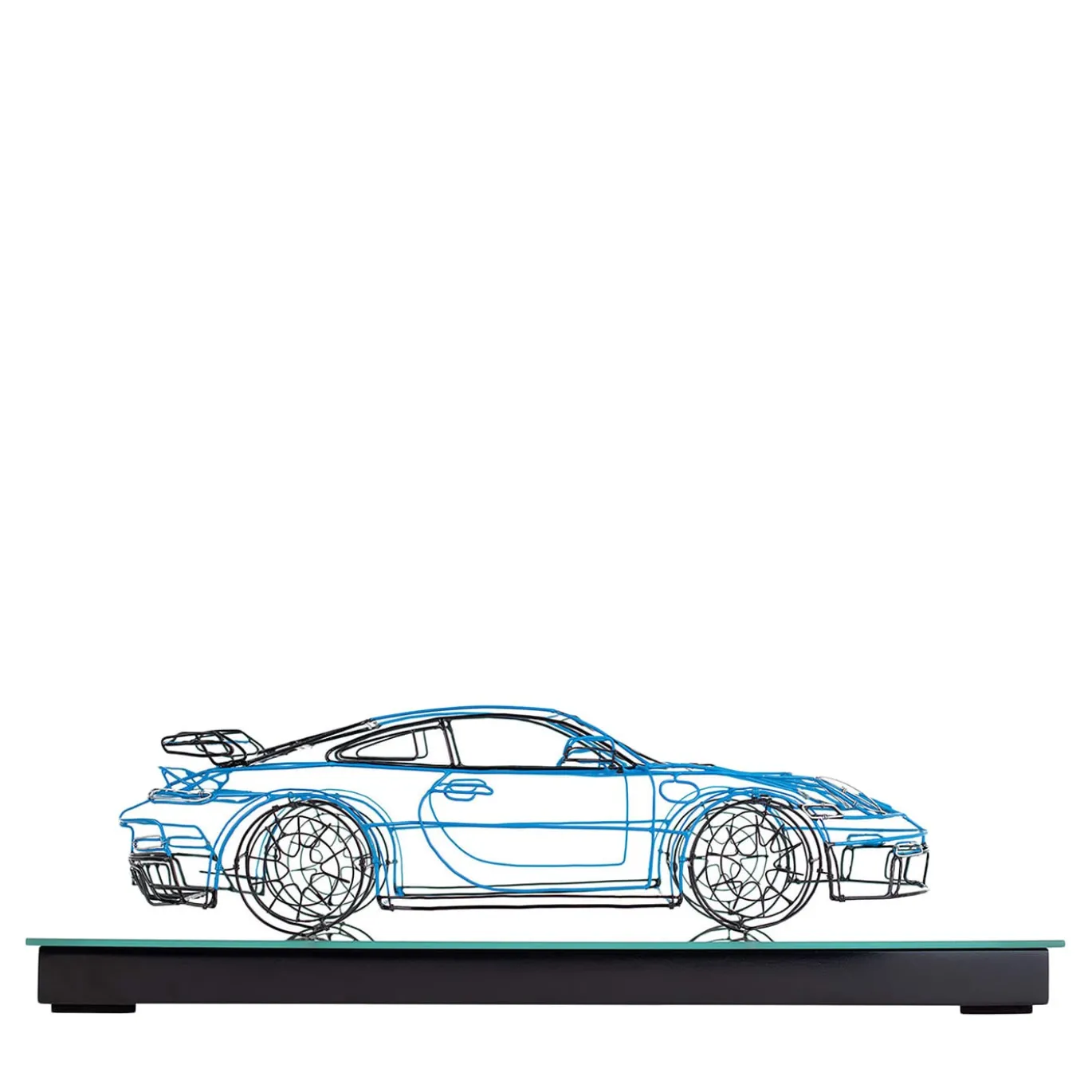 Scultura Porsche 911 GT3 in Filo di Metallo Blu