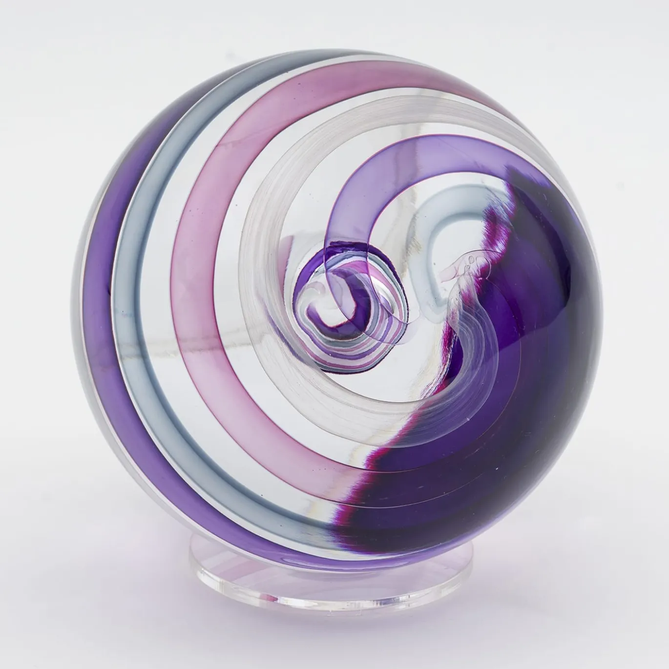 Scultura Sfera in Vetro di Murano Viola