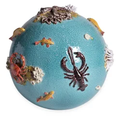 Scultura Sfera Marina in Maiolica Blu