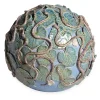Scultura Sfera Serpente in Maiolica Blu