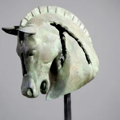 Scultura Testa di Cavallo Frammento in bronzo