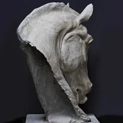 Scultura Testa di Cavallo in Gesso Bianco