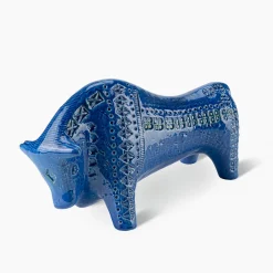 Scultura Toro Blu in Ceramica di Aldo Londi